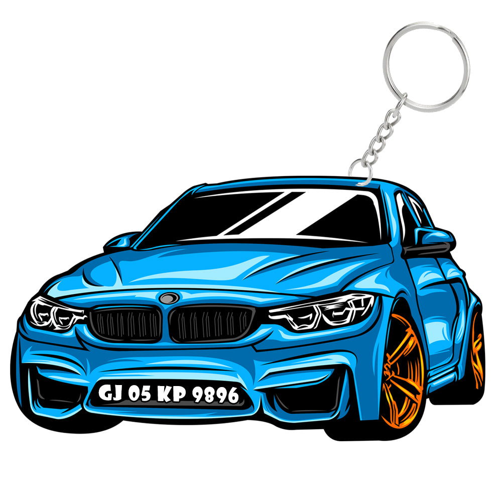 car keychain with customised number plate