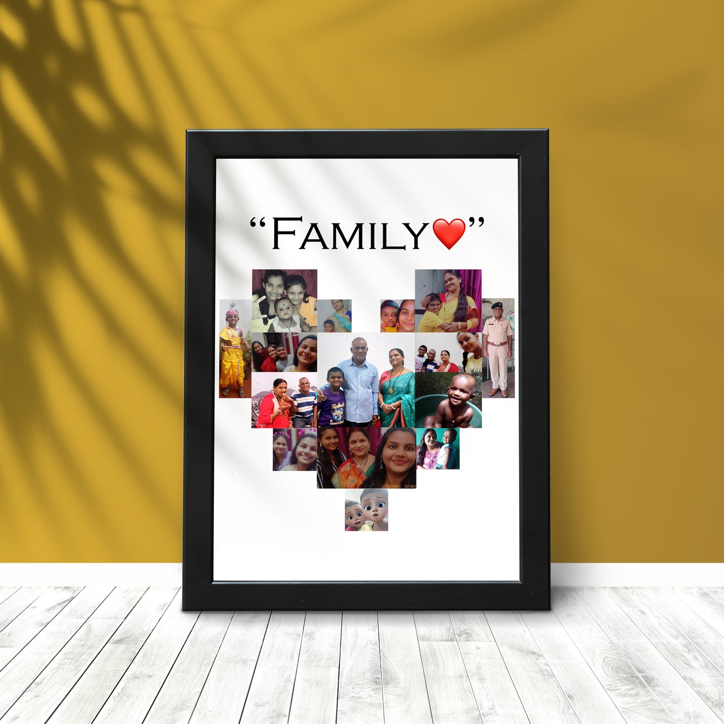 personalized college photo frame of 15 photos in heart shape