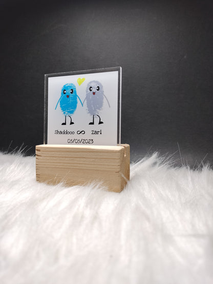 Customized Fingerprint Plaque With Name And Date With Stand