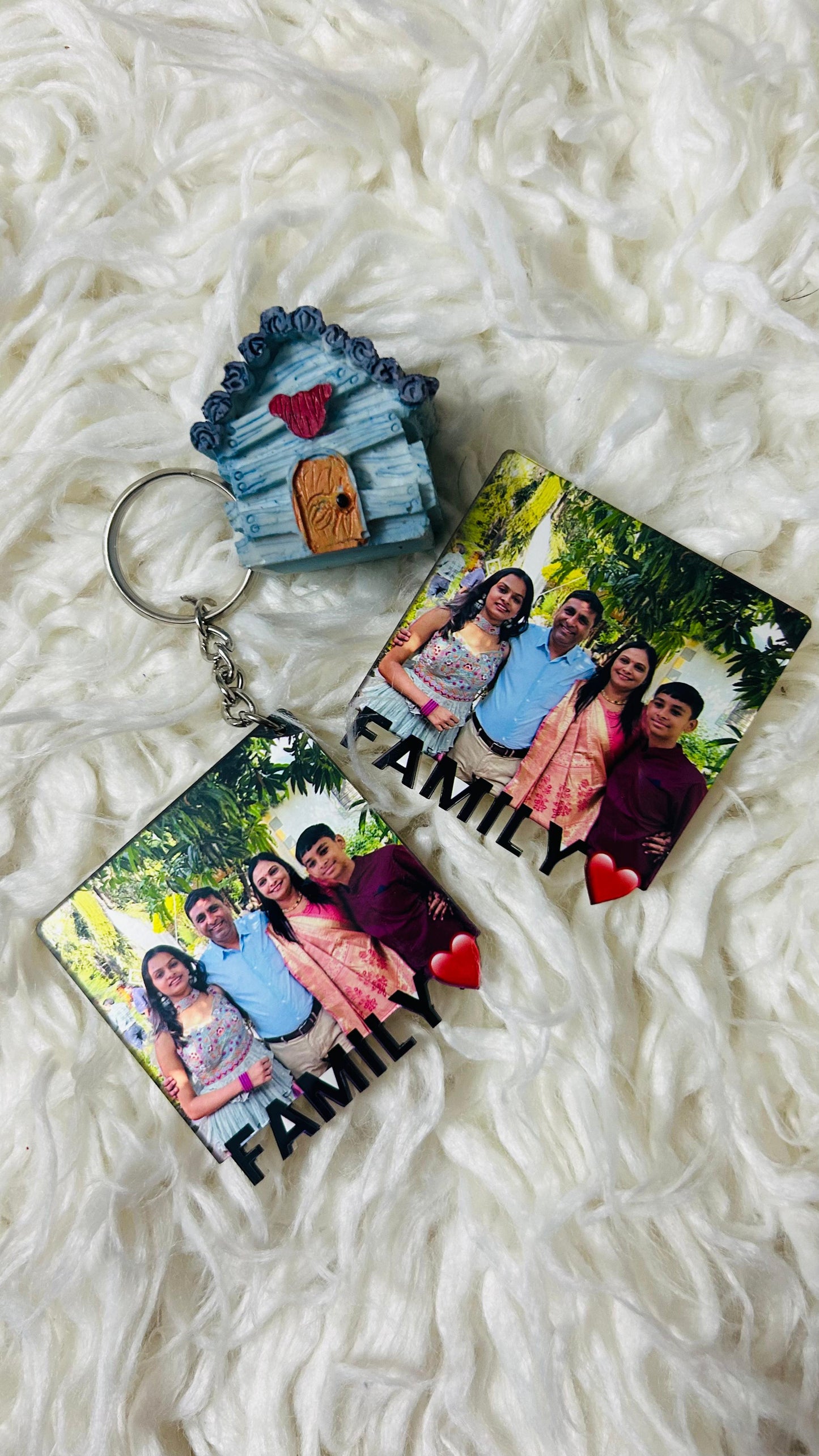 customized photo keychain with photo fridge magnet gift combo